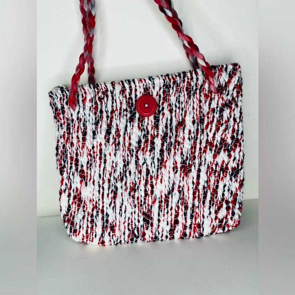 ORIGINAL HANDMADE woven shoulder bag tote purse zip top